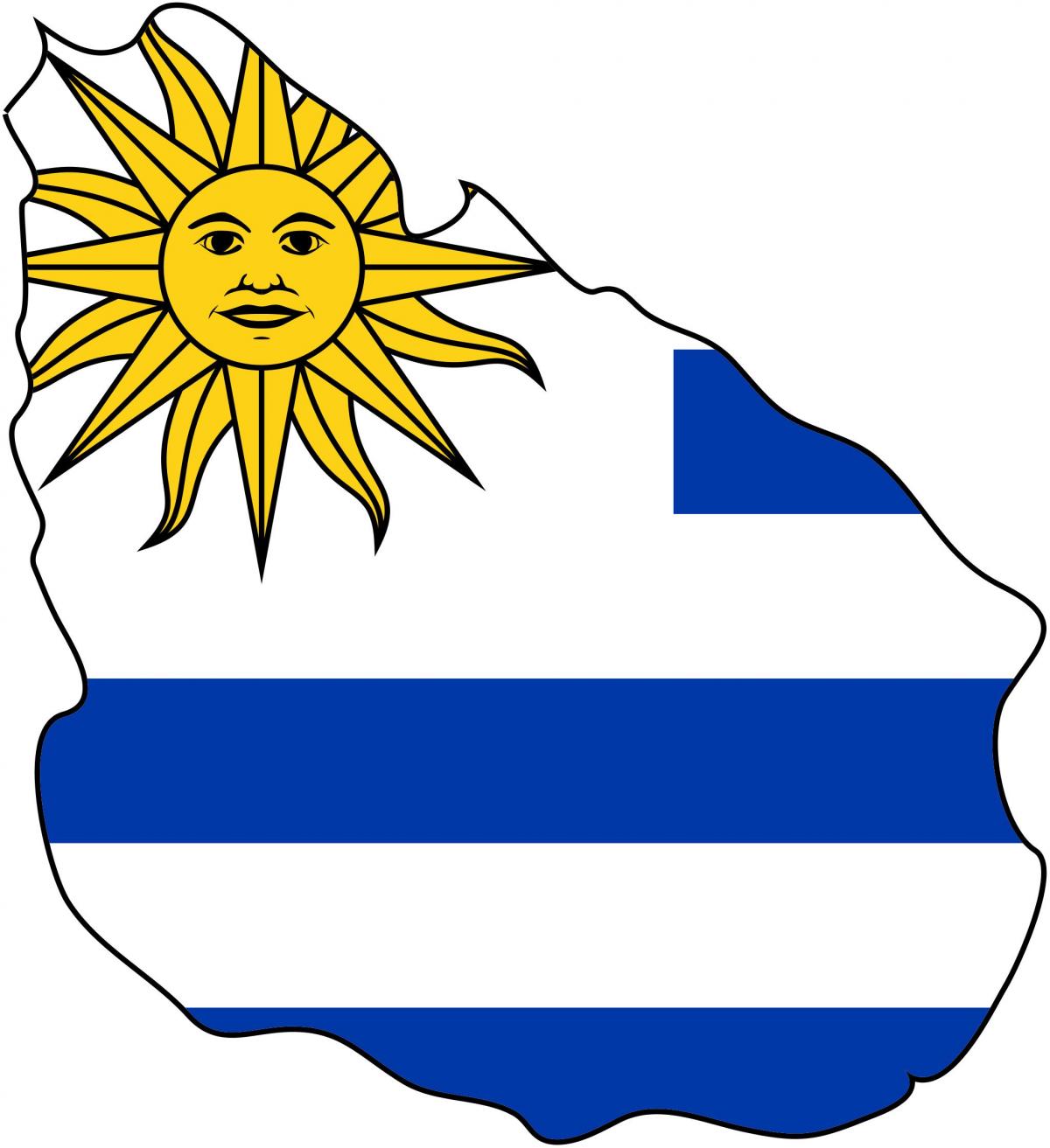 地图乌拉圭国旗