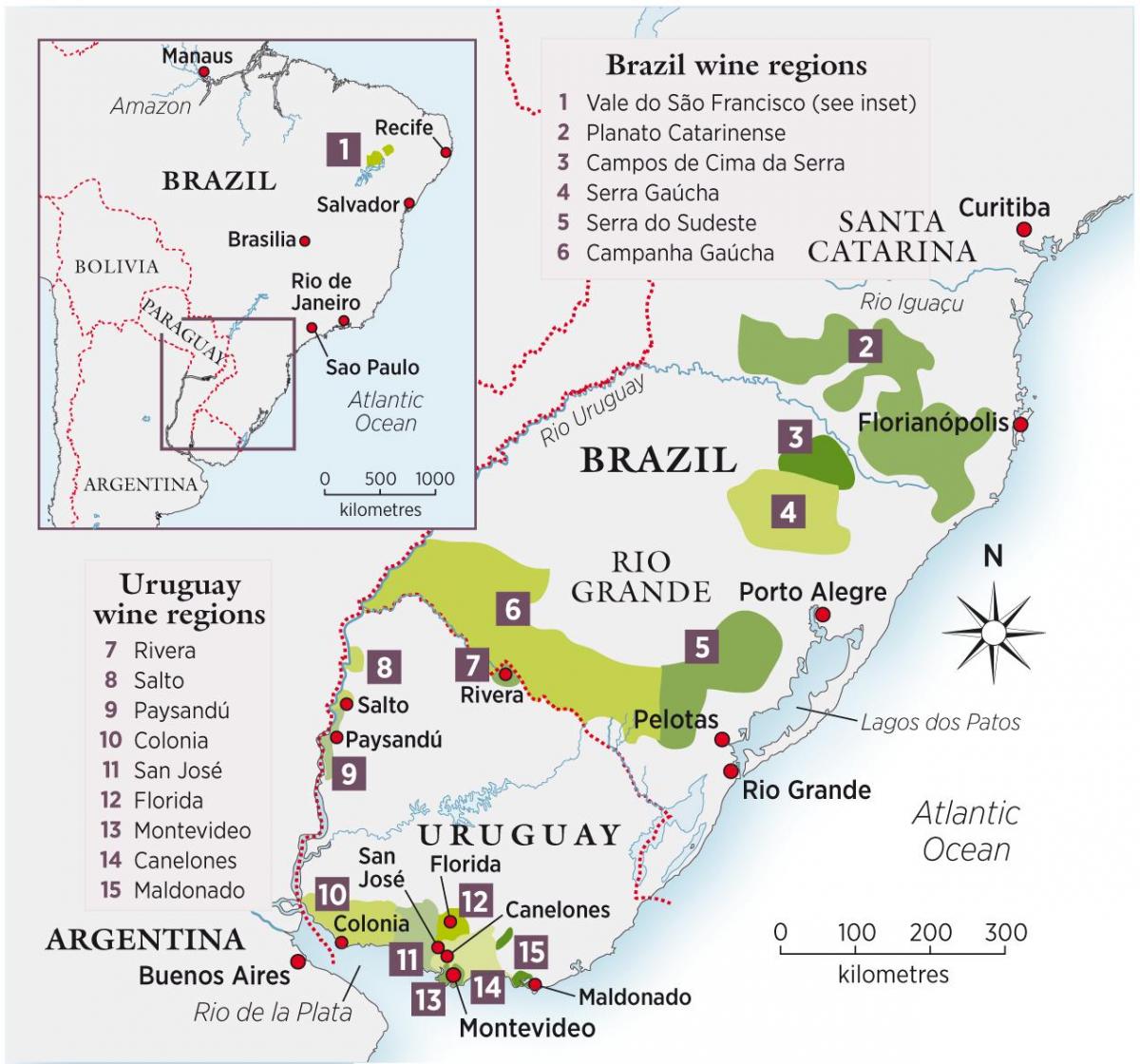 地图乌拉圭葡萄酒