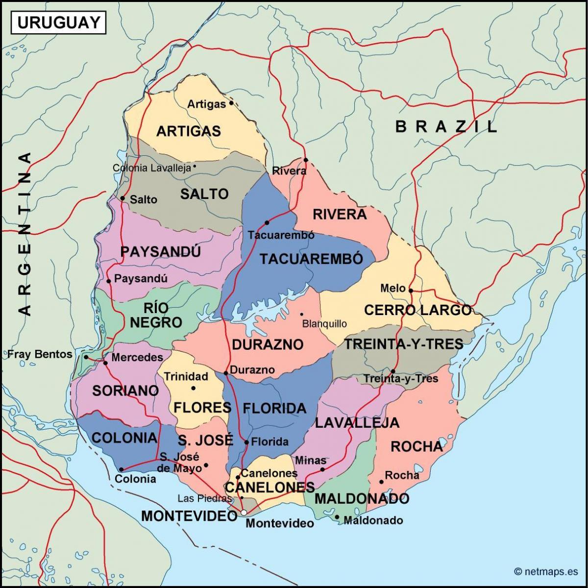 地图马尔多纳多乌拉圭