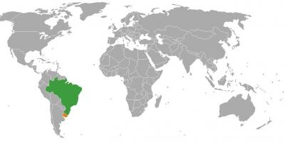 乌拉圭在世界地图上的位置
